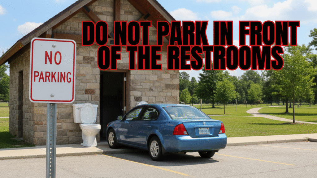 Do Not Park in Front of the Restrooms