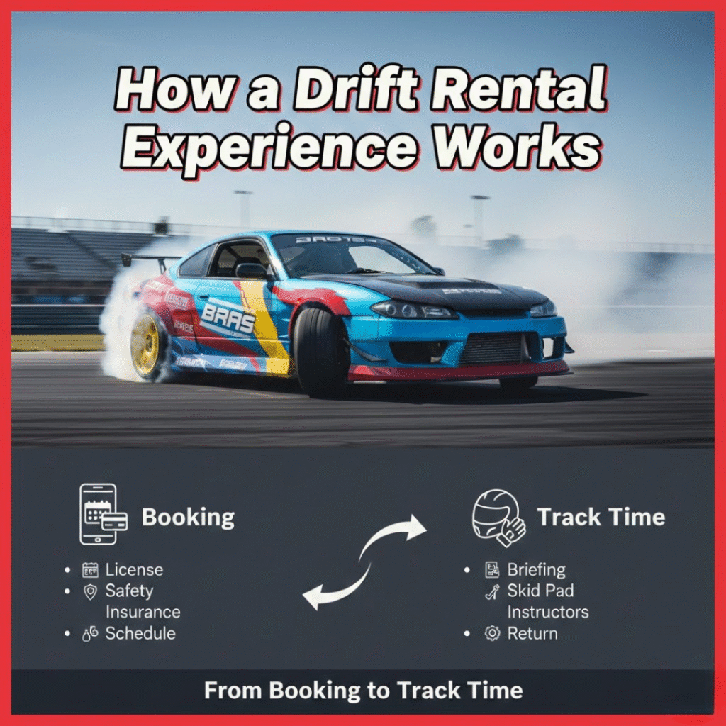 How a Drift Rental Experience Works — From Booking to Track Time